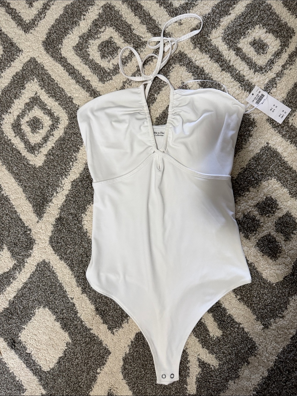 White Tie-Halter Thong Bodysuit
